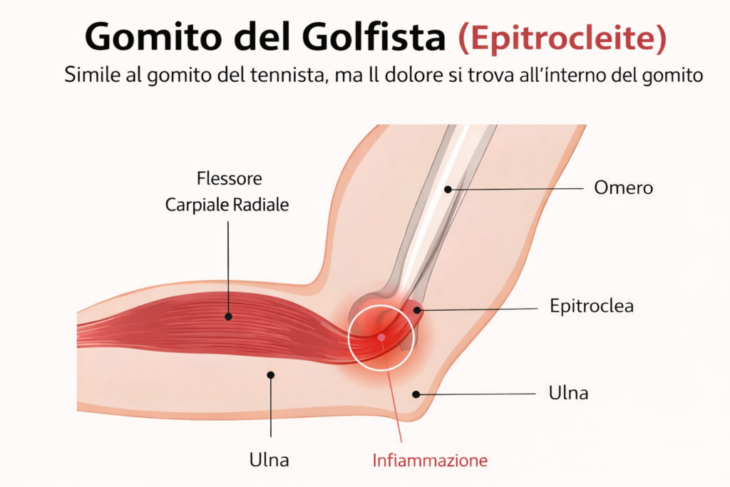Gomito del golfista (Epitrocleite) con infiammazione illustrazione