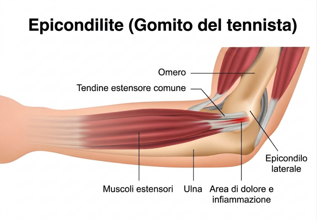 epicondilite illustrazione gomito